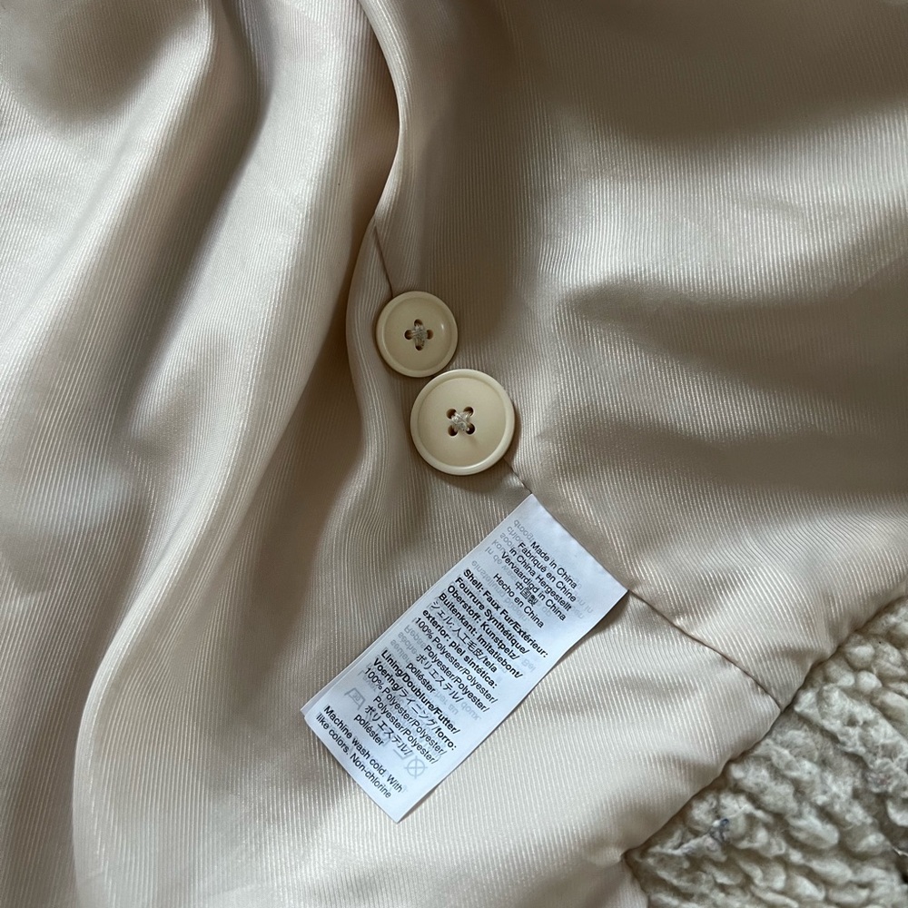Madewell cream Sherpa soft oversized teddy jacket coat white beige tan small - Picture 10 of 10